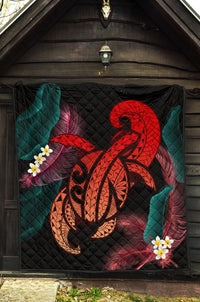 Hawaii Turtle Polynesian Tropical Premium Quilt - Ghia Style Red - Polynesian Pride
