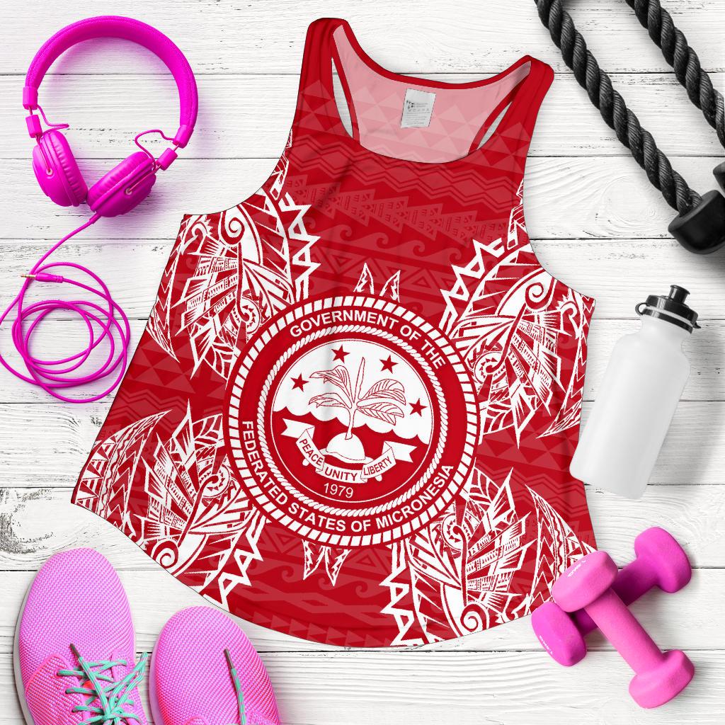 Federated States Of Micronesian Women Tank Top Map Red White - Polynesian Pride