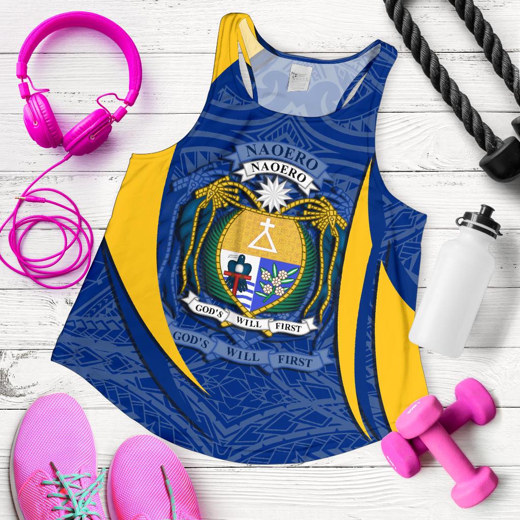 Nauru Polynesian Racerback Tank (Women) - Nauru Spirit (Blue) Blue - Polynesian Pride