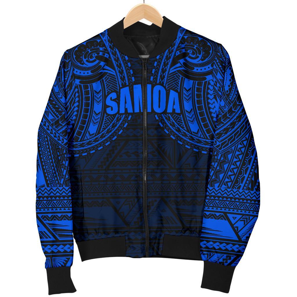 Samoa Spirit Men's Bomber Jacket (Blue) - Polynesian Pride