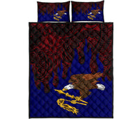 American Samoa Quilt Bed Set - American Samoa Flag Polynesian Tattoo Melting Style - Polynesian Pride