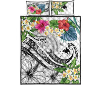 Papua New Guinea Polynesian Quilt Bed Set - Summer Plumeria (White) - Polynesian Pride