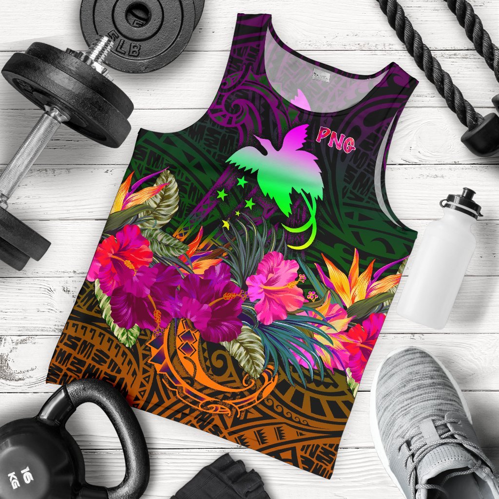 Papua New Guinea Men's Tank Top - Summer Hibiscus Reggae - Polynesian Pride