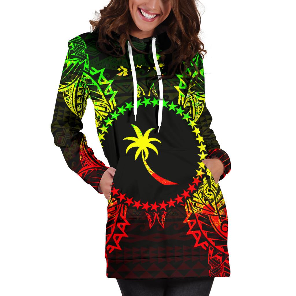 Chuuk Polynesian Hoodie Dress Map Reggae - Polynesian Pride