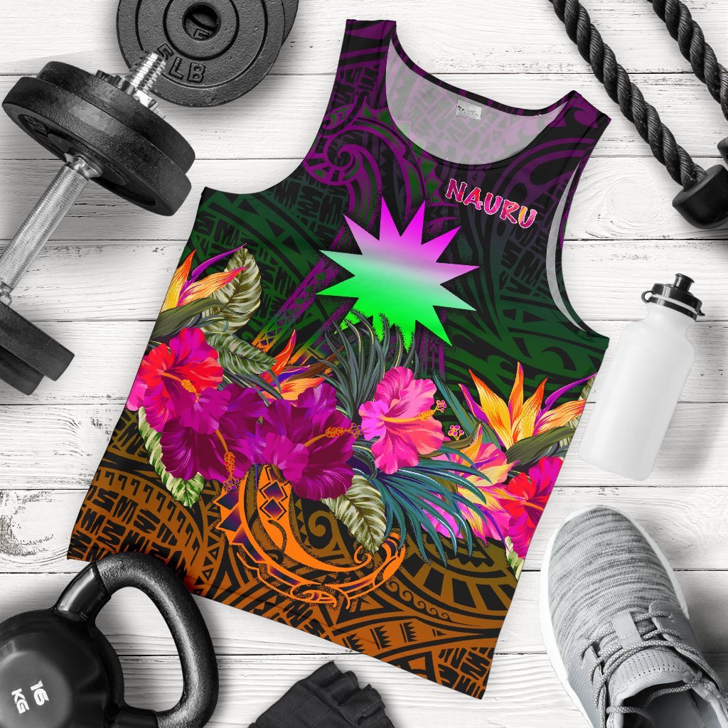 Nauru Men's Tank Top - Summer Hibiscus Reggae - Polynesian Pride
