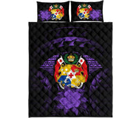 Tonga Polynesian Quilt Bed Set Hibiscus Purple - Polynesian Pride