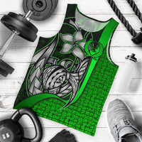 Pohnpei Micronesia Men's Tank Top Green - Turtle With Hook - Polynesian Pride