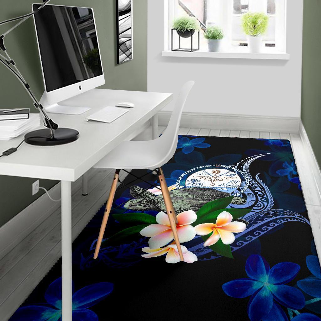 Marshall Islands Polynesian Area Rug - Turtle With Plumeria Flowers - Polynesian Pride