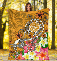 Tahiti Premium Blanket - Turtle Plumeria (Gold) - Polynesian Pride