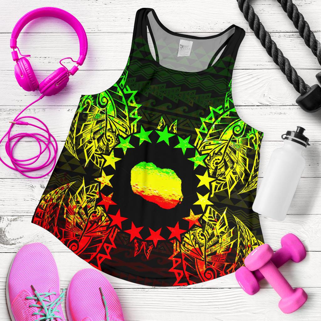 Cook Islands Polynesian Women Tank Top Map Reggae - Polynesian Pride
