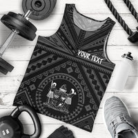 Fiji Personalised Men's Tank Top - Fiji Seal With Polynesian Tattoo Style ( Black) - Polynesian Pride