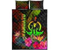 Vanuatu Polynesian Quilt Bed Set - Hibiscus and Banana Leaves - Polynesian Pride