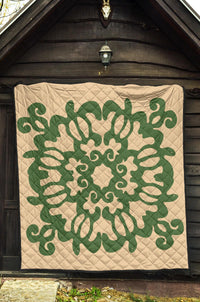 Hawaiian Quilt Turtle Pattern New Gold Premium Quilt - Skin Style - AH - Polynesian Pride