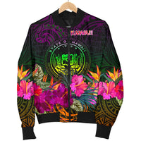 Polynesian Hawaii Men's Bomber Jacket - Summer Hibiscus - Polynesian Pride