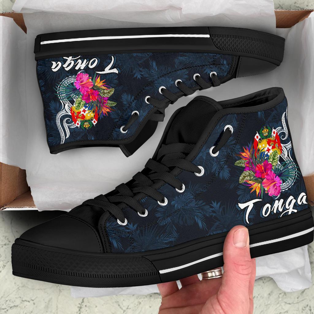 Tonga Polynesian High Top Shoes - Tropical Flower - Polynesian Pride