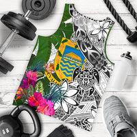 Tuvalu Custom Personalised Men's Tank Top White - Turtle Plumeria Banana Leaf White - Polynesian Pride