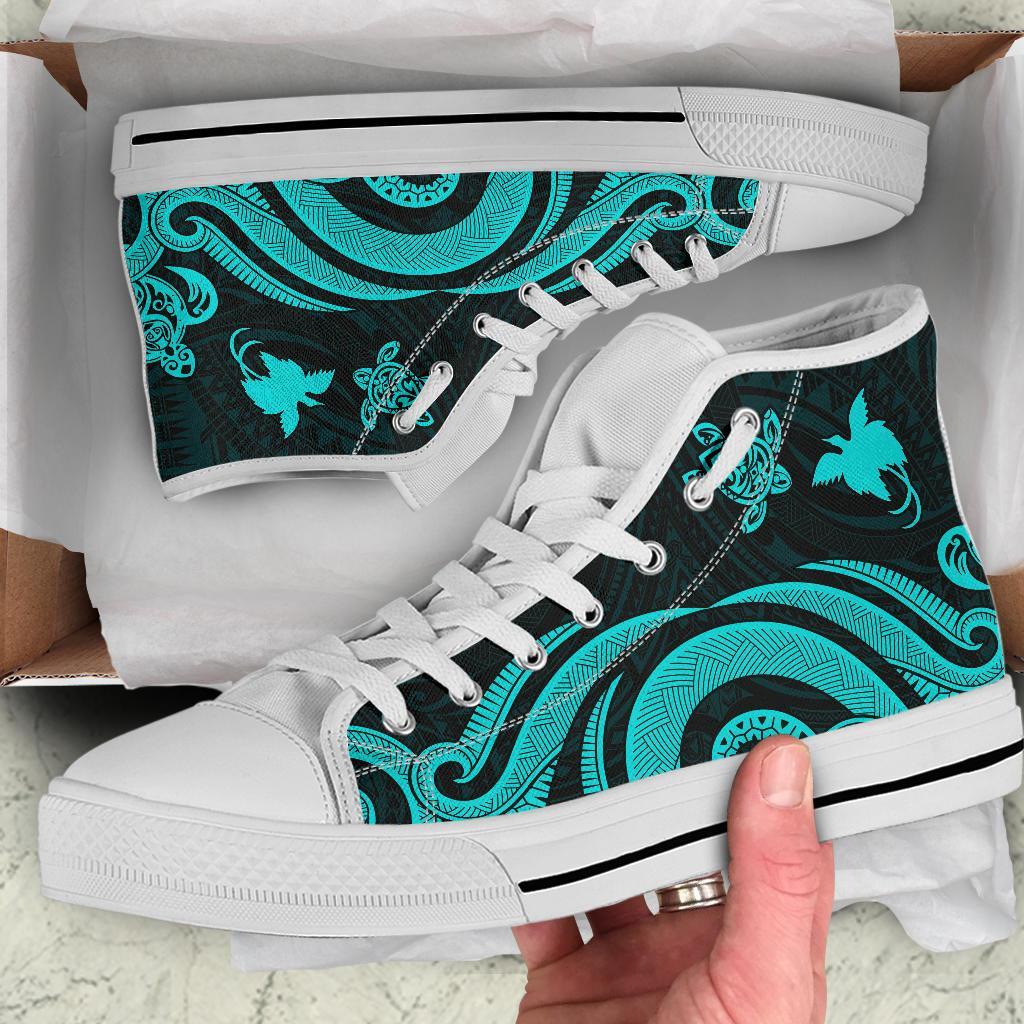 Papua New Guinea High Top Canvas Shoes - Turquoise Tentacle Turtle - Polynesian Pride