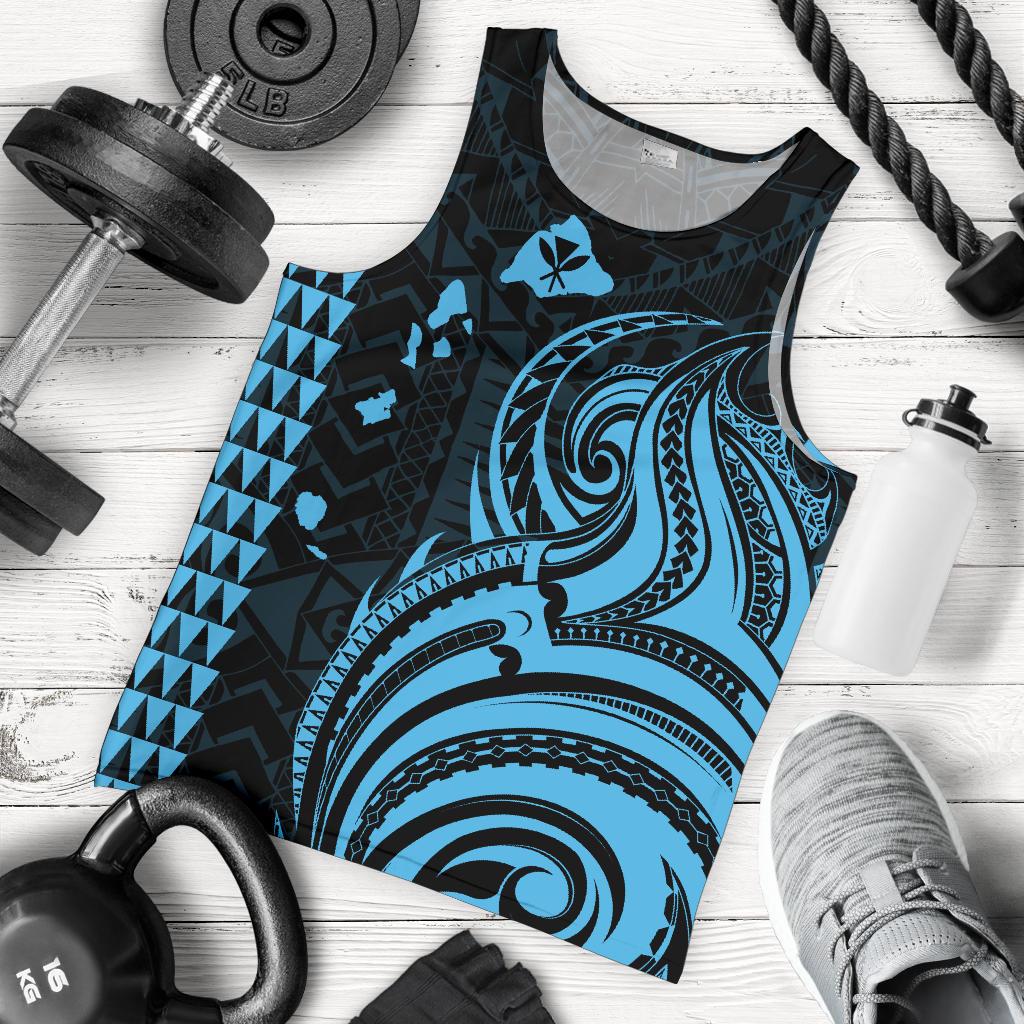 Kanaka Maoli Map Polynesian Tank Top Blue And White - Polynesian Pride