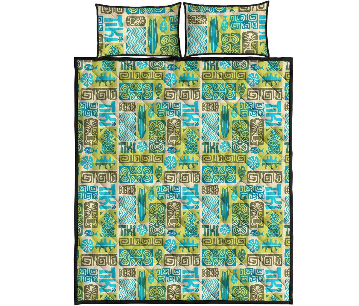 Hawaii Quilt Bed Set Seamless Exotic Tiki Pattern AH - Polynesian Pride