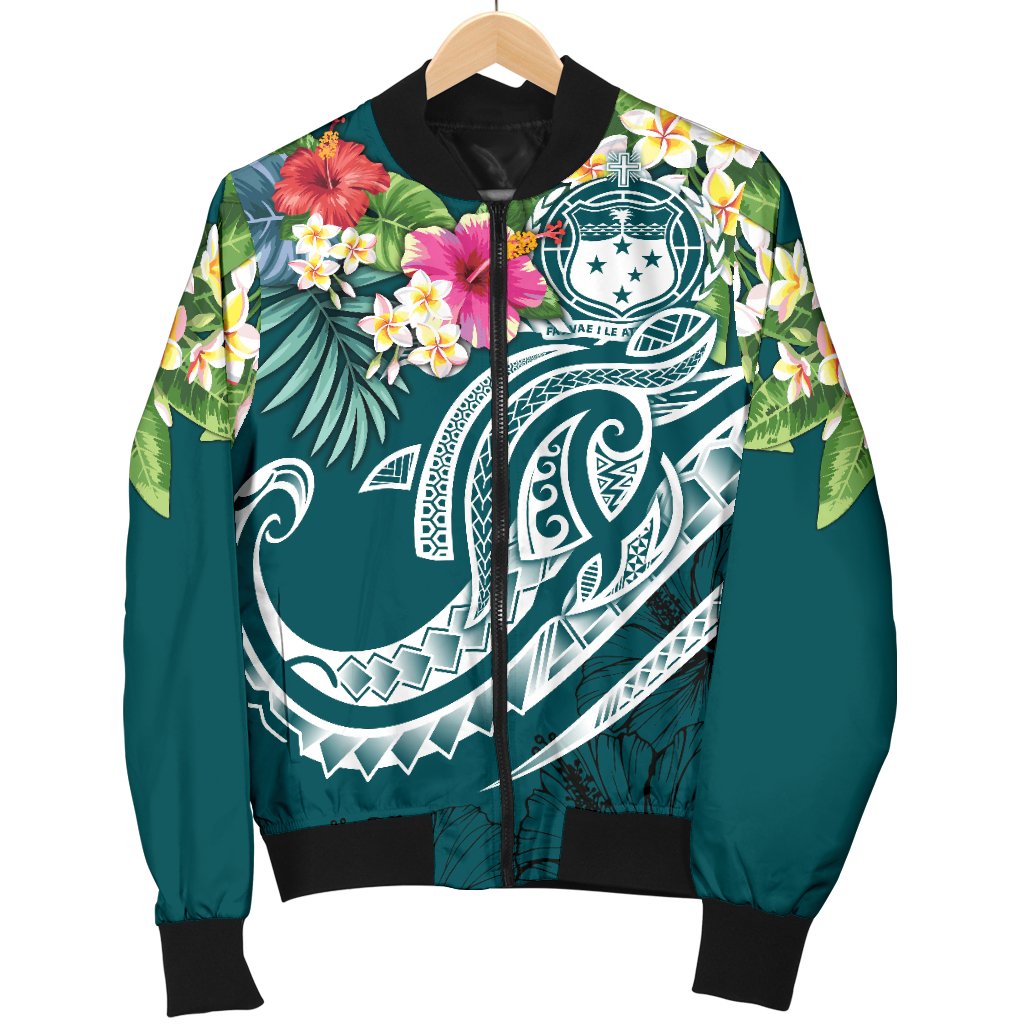 Samoa Polynesian Men's Bomber Jacket - Summer Plumeria - Polynesian Pride
