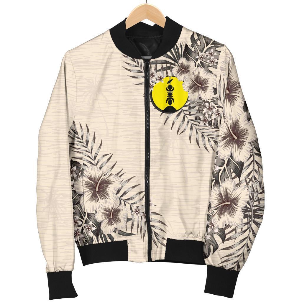 New Caledonia Men's Bomber Jacket - The Beige Hibiscus - Polynesian Pride