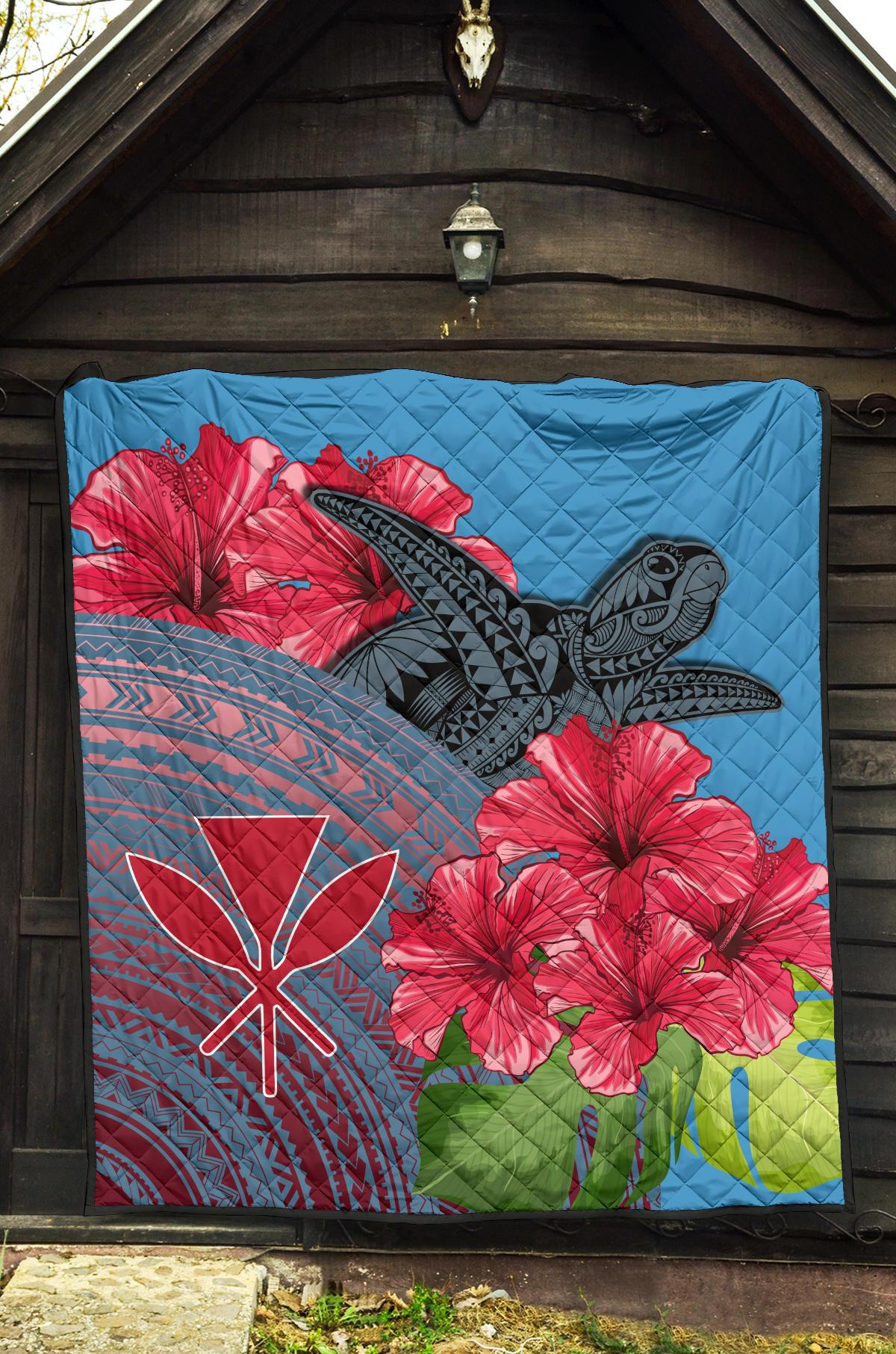 Hawaii Turtle Hibiscus Kanaka Pink Style - Premium Quilt AH - Polynesian Pride