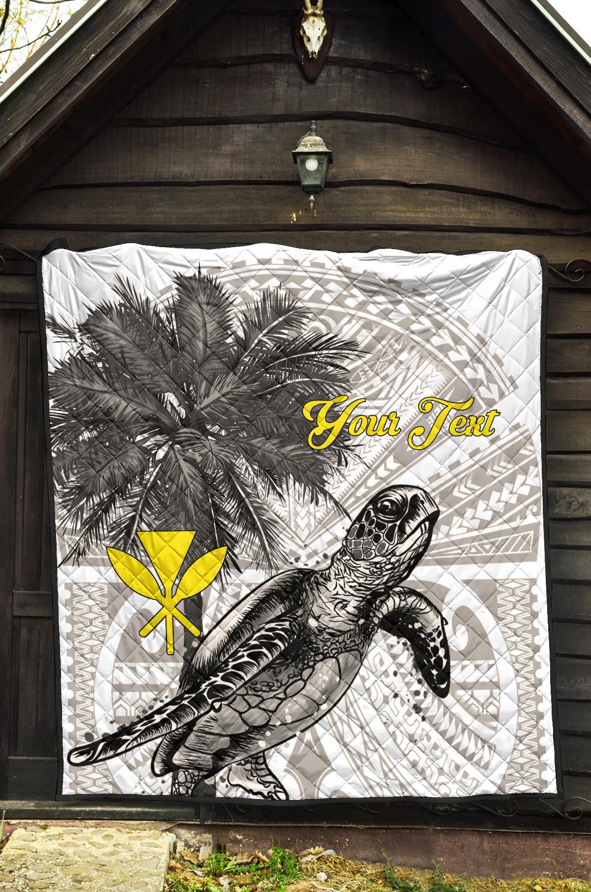 Hawaii Personalised Premium Quilt - Turtle Palm Tree White - Polynesian Pride
