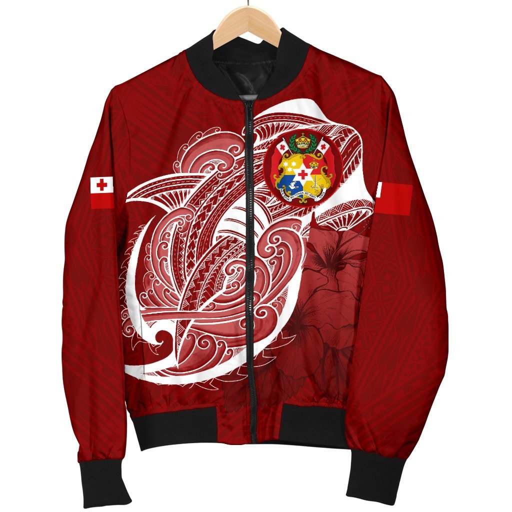 Tonga Men'S Bomber Jacket Shark Coat Of Arms - Polynesian Pride