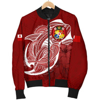 Tonga Men'S Bomber Jacket Shark Coat Of Arms - Polynesian Pride