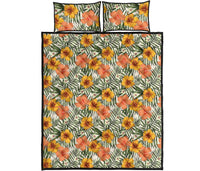 Tropical Flowers Hibiscus Pink Yellow Quilt Bed Set Art - Polynesian Pride