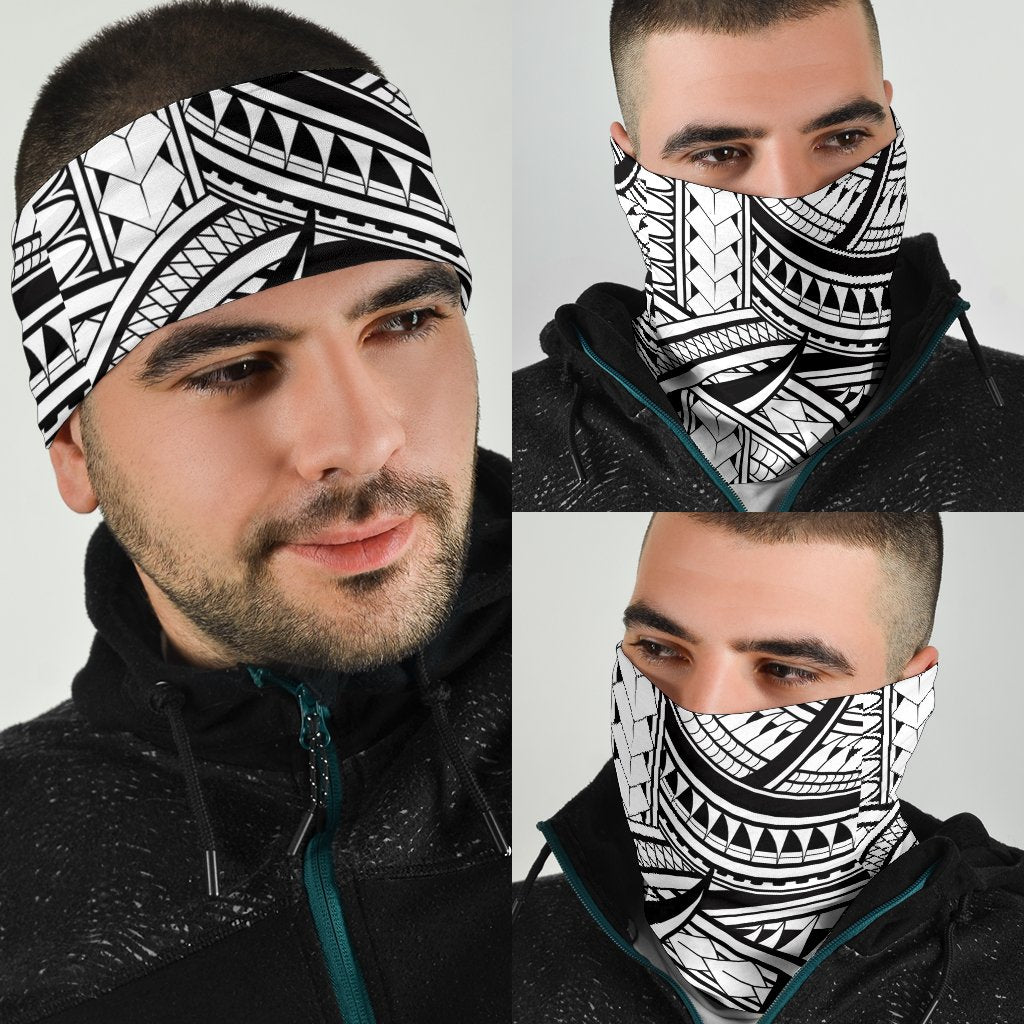 Polynesian Lines Tatau White Unisex Bandana - Polynesian Pride