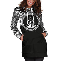Vanuatu Women Hoodie Dress - Vanuatu Coat Of Arms Polynesian Black Color - Polynesian Pride