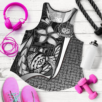 Samoa Polynesian Women's Racerback Tank White - Turtle With Hook - Polynesian Pride