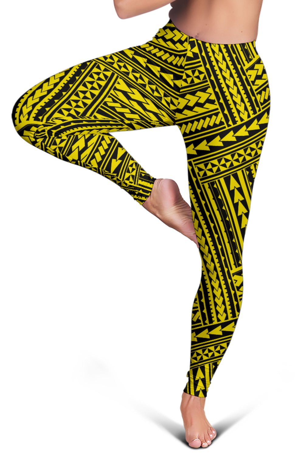 Polynesian Nation Yellow Hawaii Women's Leggings AH - Polynesian Pride