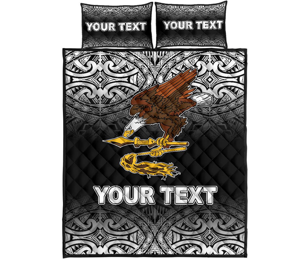 American Samoa Custom Personalised Quilt Bed Set - American Samoa Flag Polynesian Tattoo Black Frog - Polynesian Pride