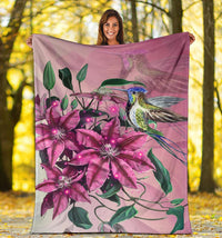 Hawaii Clematis Humming Bird Premium Blanket - Polynesian Pride