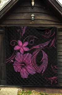 Hawaii Fish Hook Hibiscus Premium Quilt Pink - Polynesian Pride