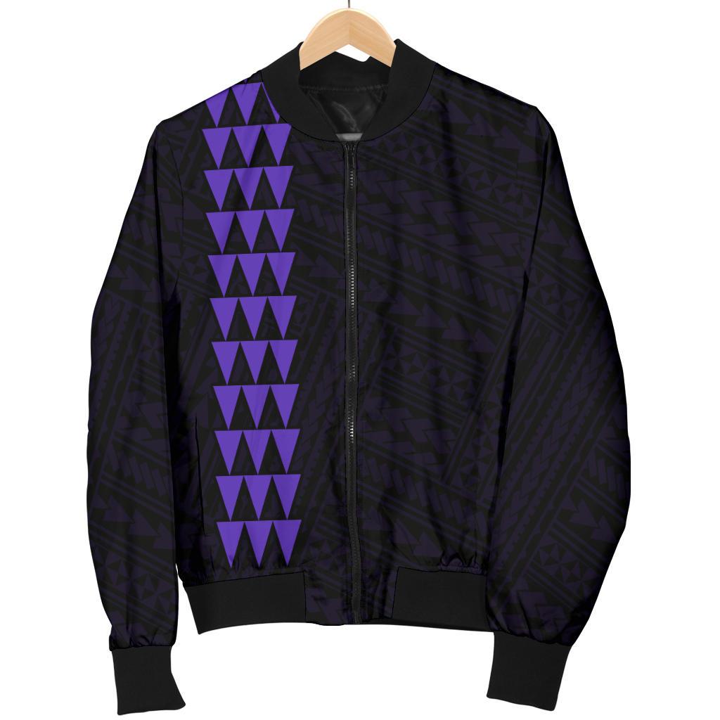 Hawaii Kakau Polynesian Coat Of Arms Women's Bomber Jacket - Purple - Polynesian Pride