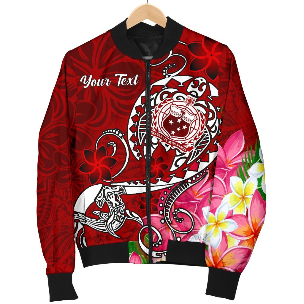 Samoa Custom Personalised Men's Bomber Jacket - Turtle Plumeria (Red) - Polynesian Pride