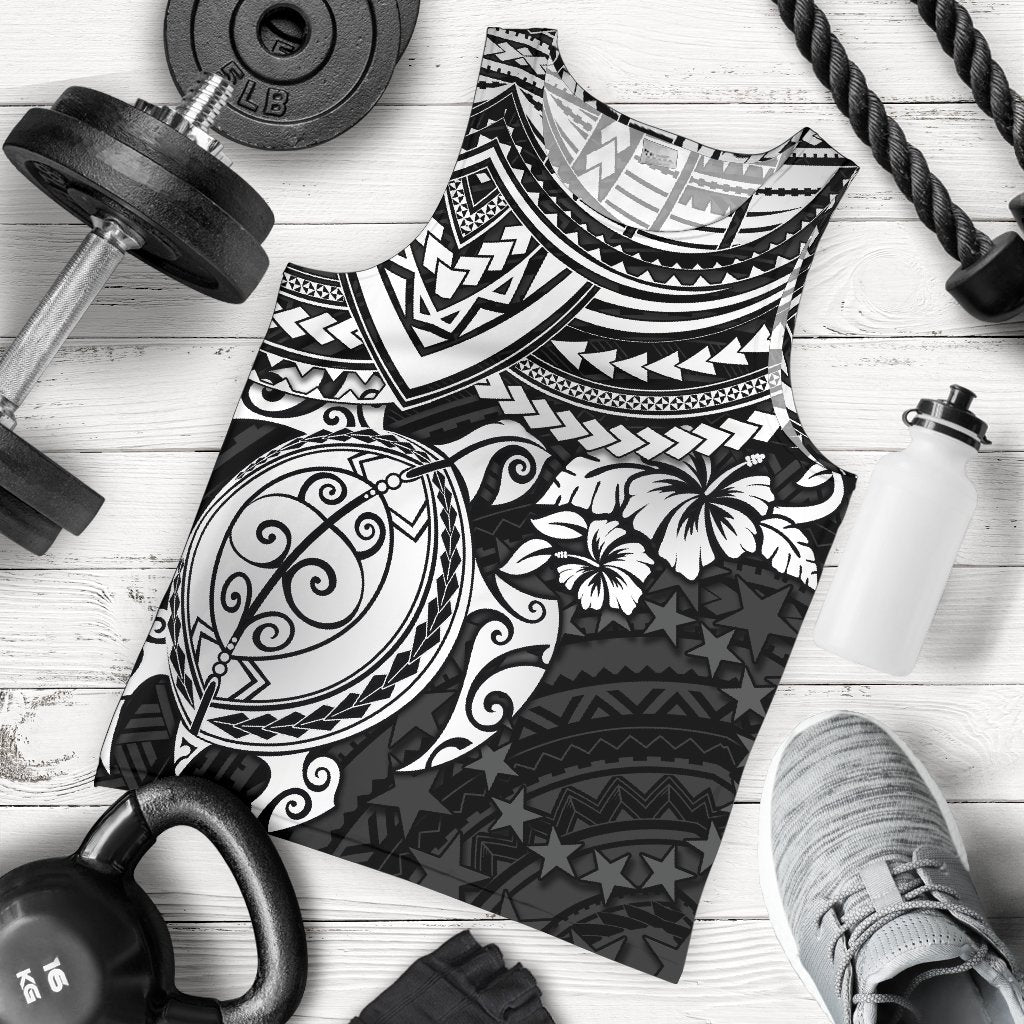 Cook Islands Polynesian Tank Top (Men) - White Turtle White - Polynesian Pride