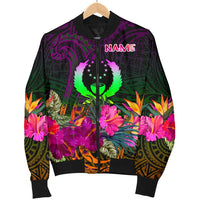 Pohnpei Personalised Men's Bomber Jacket - Summer Hibiscus - Polynesian Pride