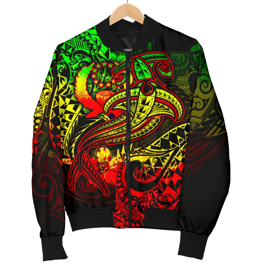 Pohnpei Men's Bomber Jacket - Reggae Shark Polynesian Tattoo - Polynesian Pride