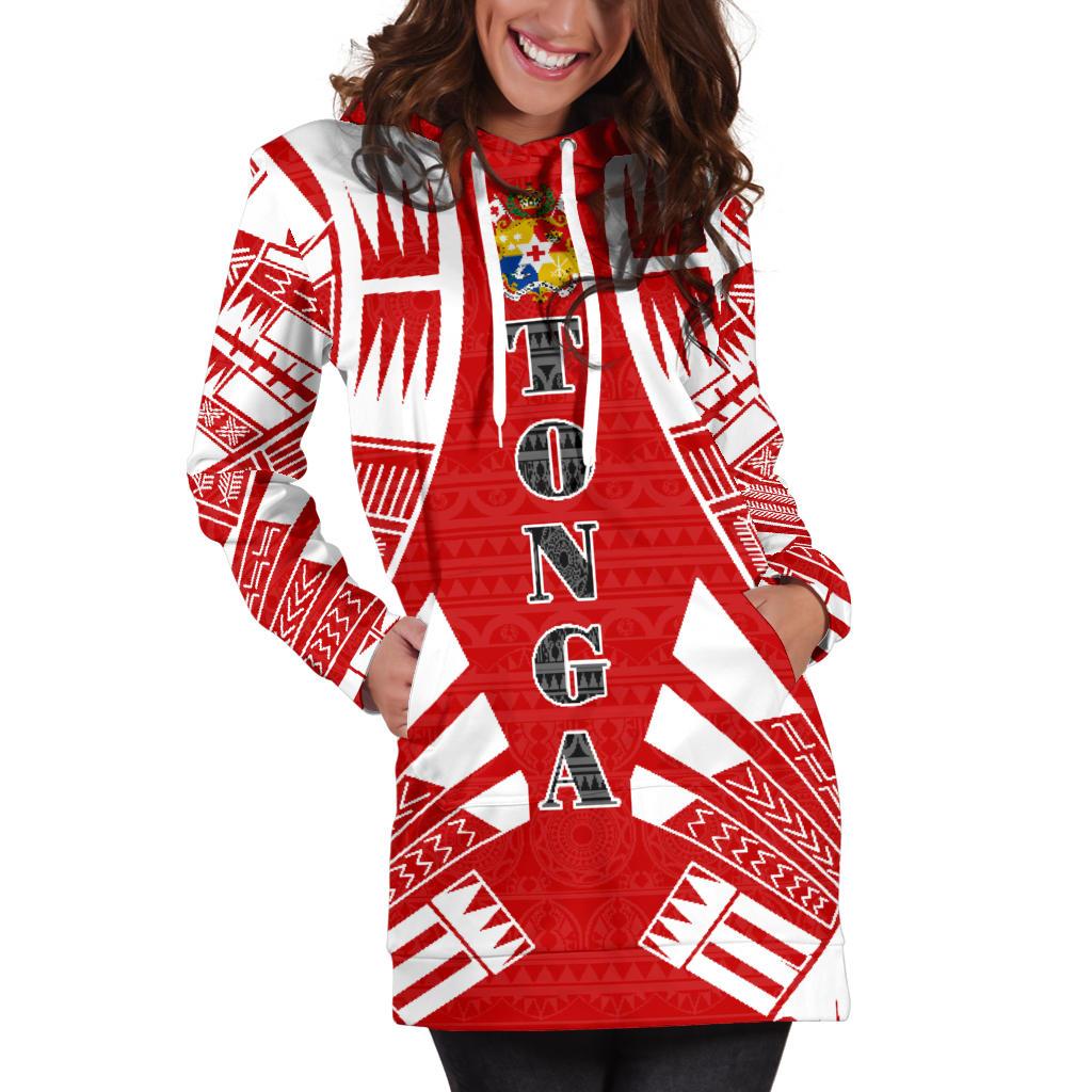 Tonga Hoodie Dress - Polynesian Tattoo Flag - Polynesian Pride