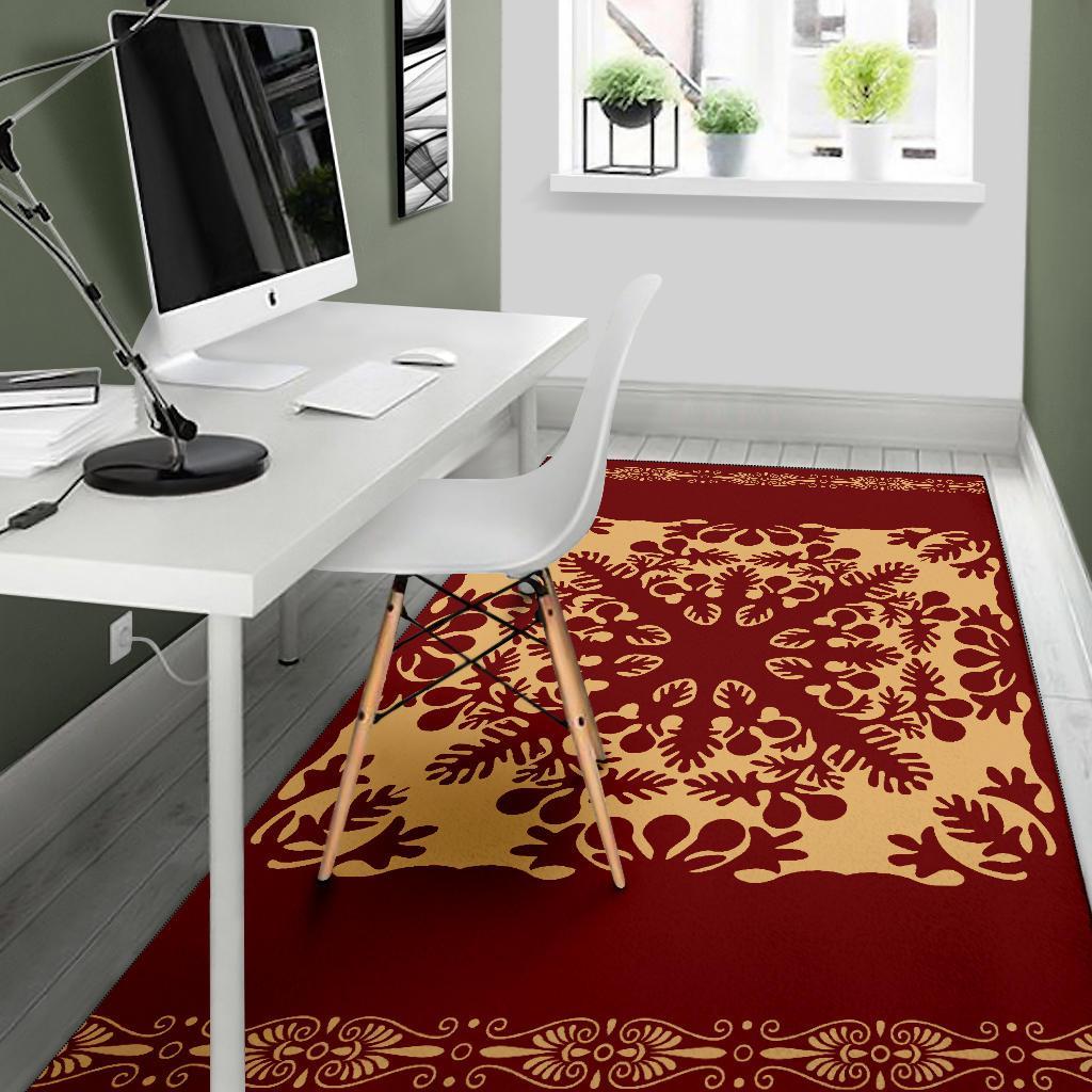 Hawaiian Quilt Vintage Area Rug AH - Polynesian Pride