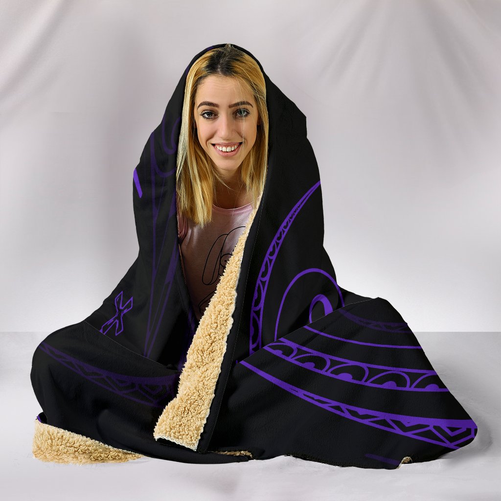 Cook Islands Hooded Blanket - Purple - Frida Style - Polynesian Pride