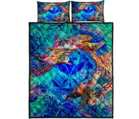 Hawaii Polynesian Quilt Bed Set - Kanaka Maoli Turtle Coral Treasure - Polynesian Pride