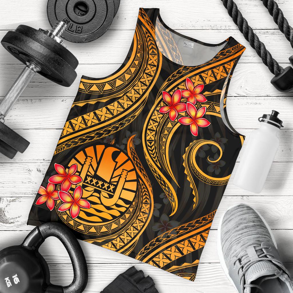 Tahiti Polynesian Men Tank Top - Gold Plumeria - Polynesian Pride