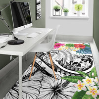 Tonga Polynesian Area Rug - Summer Plumeria (White) - Polynesian Pride
