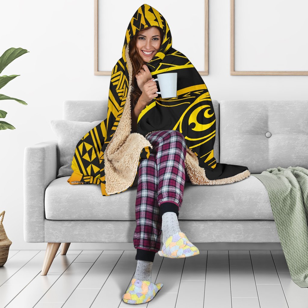 hawaiiHooded Blanket - Hawaii Turtle Plumeria Yellow - Polynesian Pride