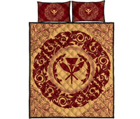 Hawaii Vintage Tribal Map Kanaka Quilt Bed Set - AH - Red Red - Polynesian Pride
